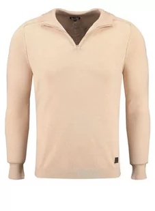 KEY LARGO Sweter męski Agency Troyer, beżowy mel. (1006), XXL - Swetry męskie - miniaturka - grafika 1