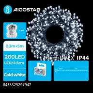 Oświetlenie świąteczne - Lampki choinkowe Aigostar Lampki choinkowe ozdobne na 3 baterie AA, Zimna biel, 5m Płaska taśma świetlna fajerwerkowa na 3 baterie AA, Zimna biel, 5m - miniaturka - grafika 1