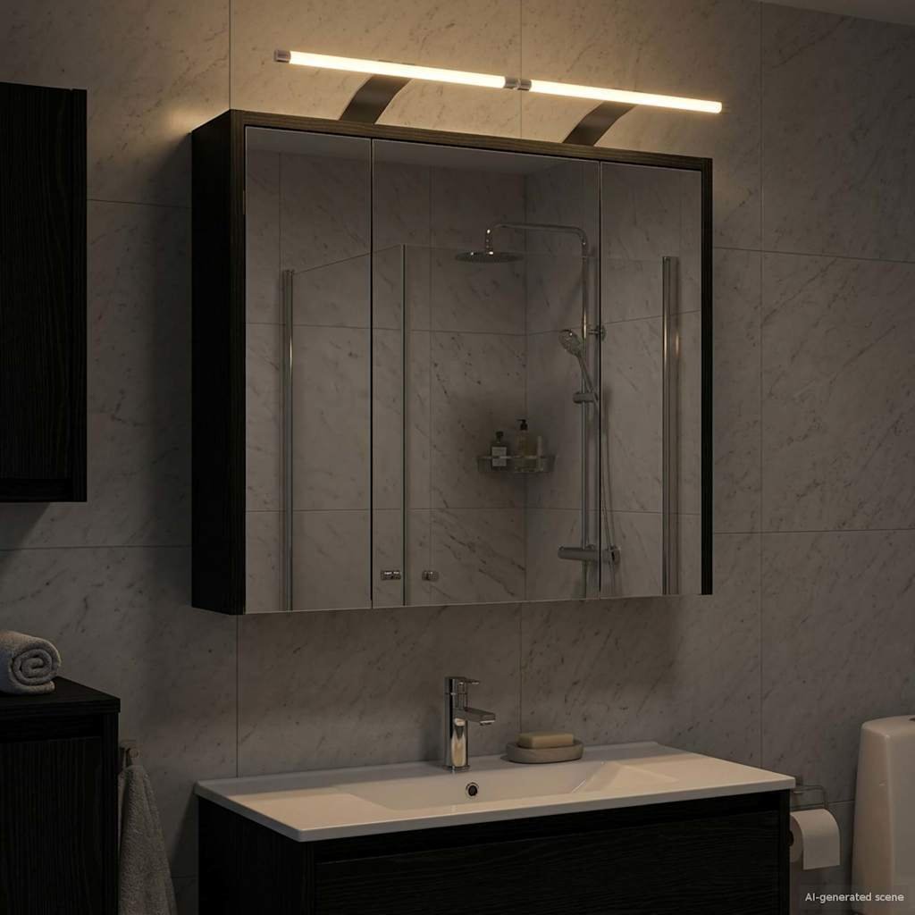 vidaXL vidaXL Szafka z lustrem do łazienki Czarny Dąb 63,5 x 16 x 62,5 cm