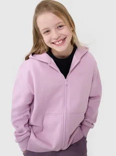 4F Bluza dresowa rozpinana z kapturem dziewczęca - różowa 122 (6-7 lat) - Bluzy damskie - miniaturka - grafika 1