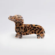 Ozdoby do włosów - TEMU 1 szt. Urocza spinka do włosów w kształcie psa z nadrukiem panterki Styl vintage, kurkuma, średni rozmiar, idealny prezent dla miłośników psów - miniaturka - grafika 1