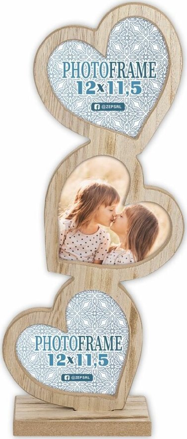 Ramka ZEP ZEP Frida 3x12x11,5 Holz Rahmen mit 3 Herzen RE333