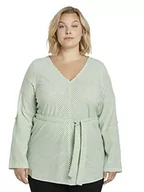 Bluzki damskie - TOM TAILOR MY TRUE ME Damski Plussize bluzka w paski z paskiem w talii 1018811, 22780 - Light Green White Stripe, 48 Duże rozmiary - miniaturka - grafika 1