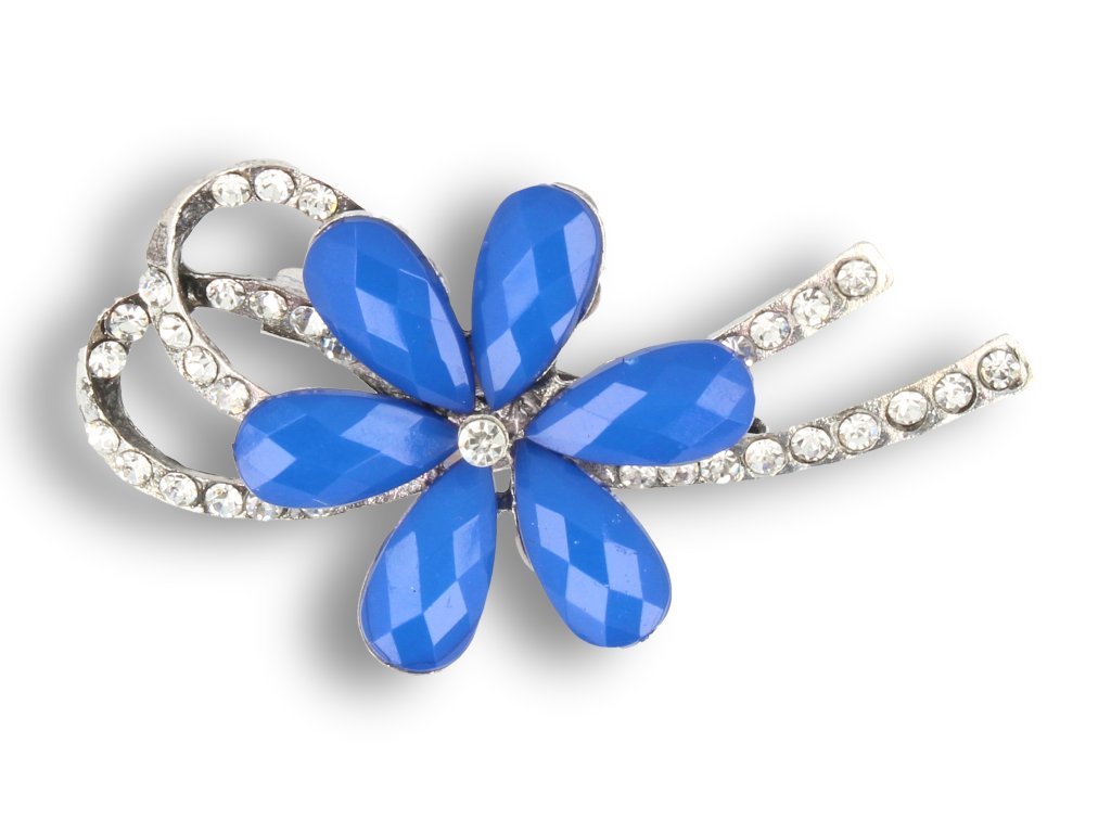 BROSZKA damska chabrowy kwiat z cyrkoniami