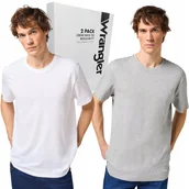 Koszulki męskie - Wrangler 2 PACK Szary/Biały dwupak T-shirt 2 bawełniane koszulki pudełko M - miniaturka - grafika 1