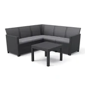 Meble ogrodowe - Curver Narożny zestaw ogrodowy Claire 5 ze stołem orlando grafitowy - miniaturka - grafika 1