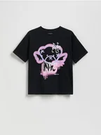 Koszulki dla dziewczynek - Reserved - T-shirt z nadrukiem - czarny - miniaturka - grafika 1