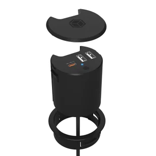 IB-HUB1407 3 Port Ładowarka do biurka, 2x USB-A, 1x  USB-C, otwr 60mm - Ładowarki do telefonów - miniaturka - grafika 1