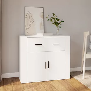 Lumarko Szafka, biała, 80x33x70 cm, materiał drewnopochodny - Szafki do salonu - miniaturka - grafika 1