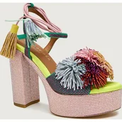 Sandały damskie - Kurt Geiger Sandały na słupku POM POM - miniaturka - grafika 1