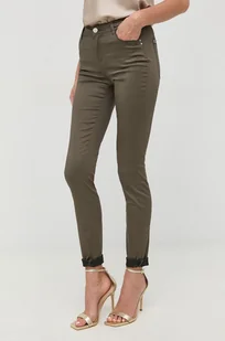 Morgan spodnie damskie kolor zielony proste high waist - Spodnie damskie - miniaturka - grafika 1