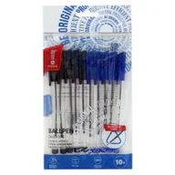 Długopisy - MemoBe Długopis biurowy przezroczysty 1 mm czarny + niebieski 10 szt. etui - miniaturka - grafika 1
