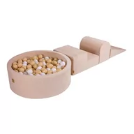 Suche baseny - MEOWBABY Piankowy Plac Zabaw z Basenem 230x45cm/200 Piłek dla Dziecka, Velvet, Velvet, Ecru: Białe/Beżowe - miniaturka - grafika 1