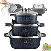 Zestawy garnków i patelni - Zestaw GARNKÓW Garnki MARMURKOWE z Pokrywami Indukcja Gaz EB-8141 - miniaturka - grafika 1