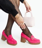 Półbuty damskie - Ciemnoróżowe czółenka na słupku Aludra-37 - miniaturka - grafika 1