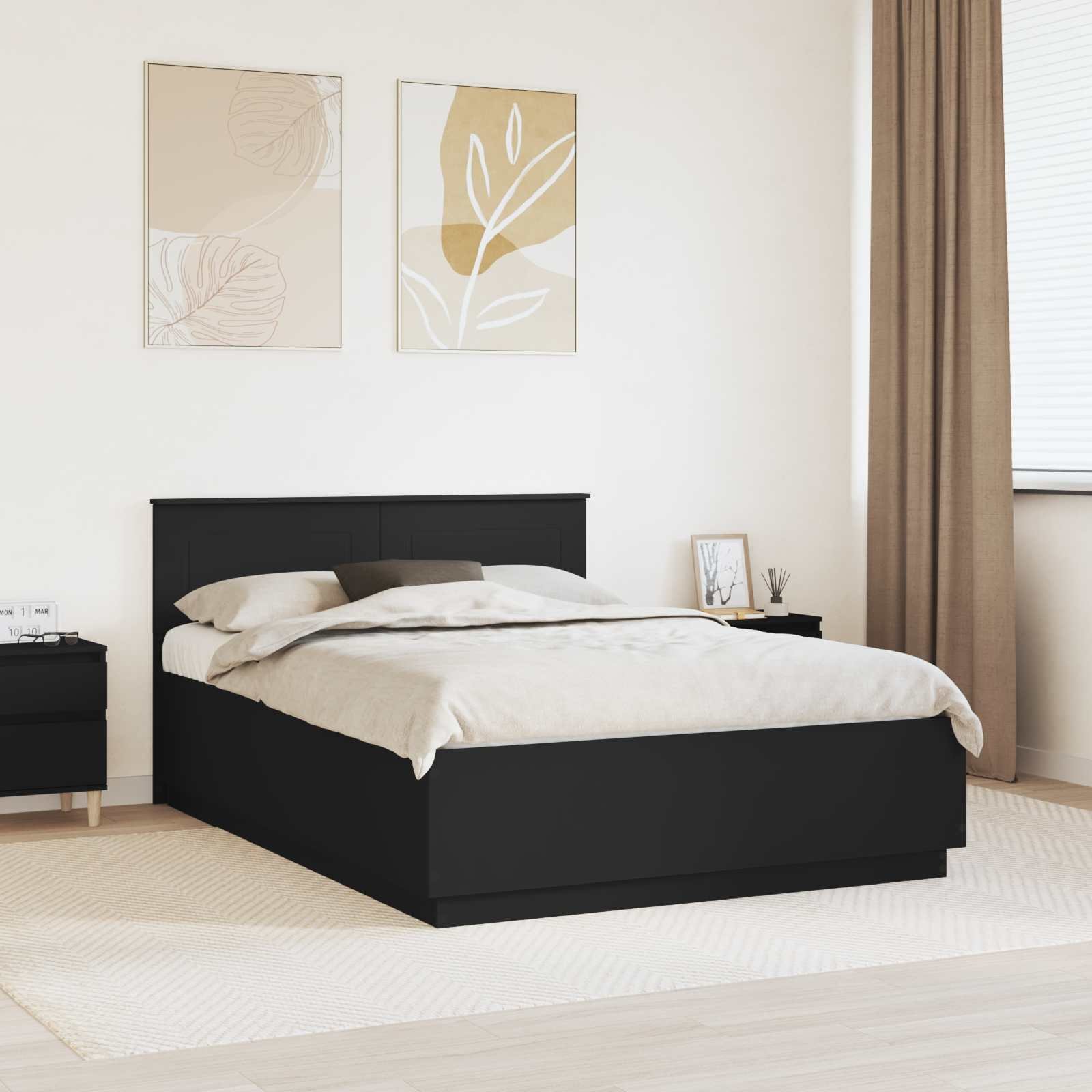vidaXL Ramka łóżka Czarny 150 x 200 cm Materiał drewnopochodny