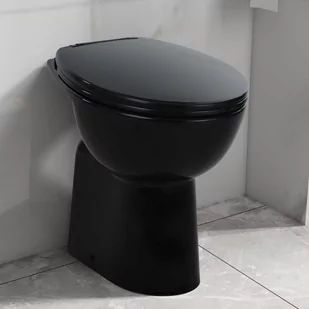 VidaXL Wysoka toaleta bez kołnierza, ciche zamykanie, ceramika, czarna - Miski WC - miniaturka - grafika 1