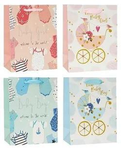 Torebka ozdobna brokat 18x23x8cm mix Rozette - artykuł papierniczy - Opakowania i torebki na prezenty - miniaturka - grafika 1