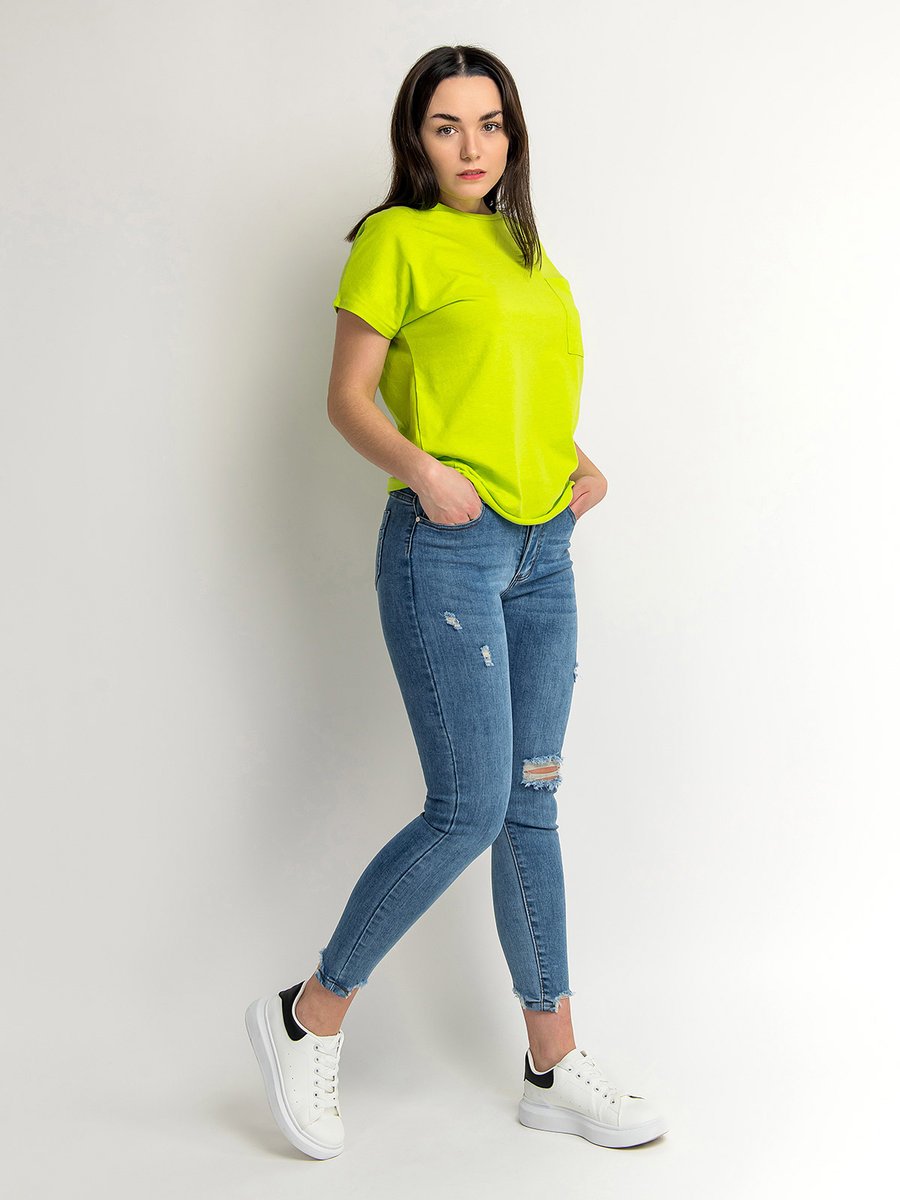 T-shirt z kieszonką M limonkowy