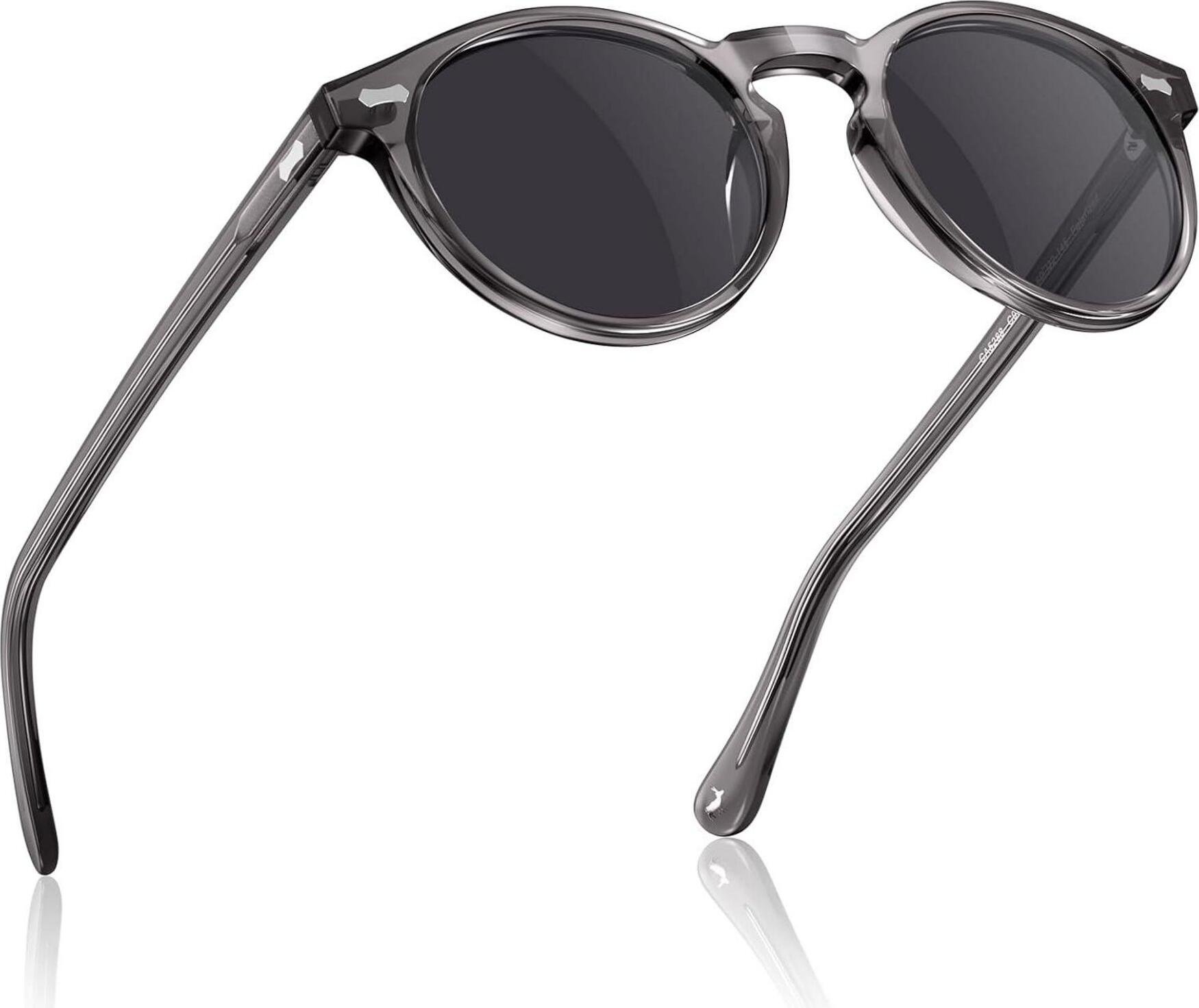 Okulary przeciwsłoneczne CARFIA Męskie okulary przeciwsłoneczne z polaryzacją Retro Okrągła ramka octanowa UV 400 Moda