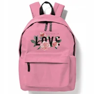 Plecaki szkolne i tornistry - PLECAK SZKOLNY UCZNIA RÓŻOWY KWIATY LOVE Wzory - miniaturka - grafika 1