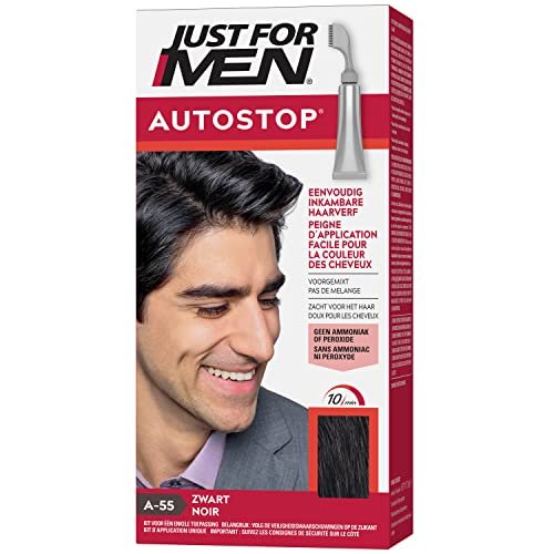 Just For Men Farba do włosów na czarno, bez mieszania, z grzebieniem do nakładania bardzo łatwa do zakamuflowania białych włosów, bez amoniaku i nadtlenku, A55