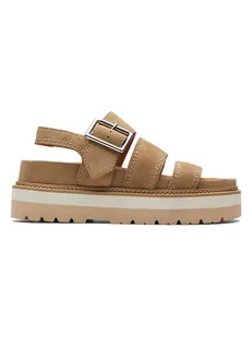 Clarks Skórzane sandały w kolorze jasnobrązowym na obcasie - Sandały damskie - miniaturka - grafika 1