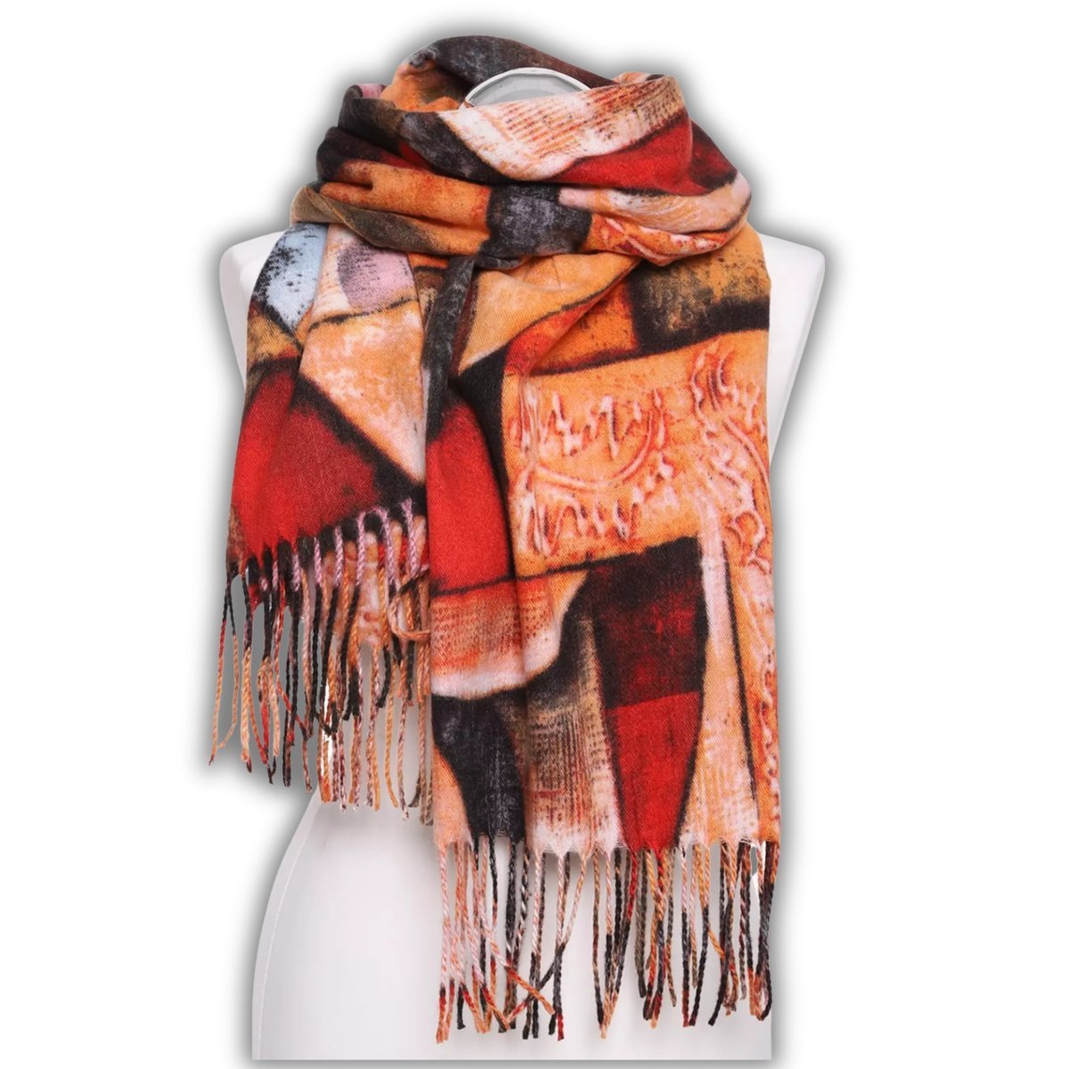 SZALIK DAMSKI SZAL JESIENNY KOLOROWY MODNY LEKKI PRZYJEMNY DELIKATNY MORAJ ORANGE