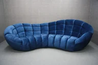 Sofy i kanapy - Sofa Owalna Retro Tapicerowana I Pikowana Niebieska 315 Cm B 4619 - miniaturka - grafika 1