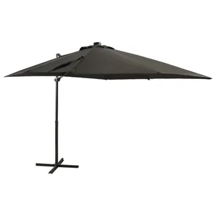 vidaXL Parasol wiszący z lampkami LED i słupkiem, antracytowy, 250 cm 312322 - Parasole ogrodowe - miniaturka - grafika 12