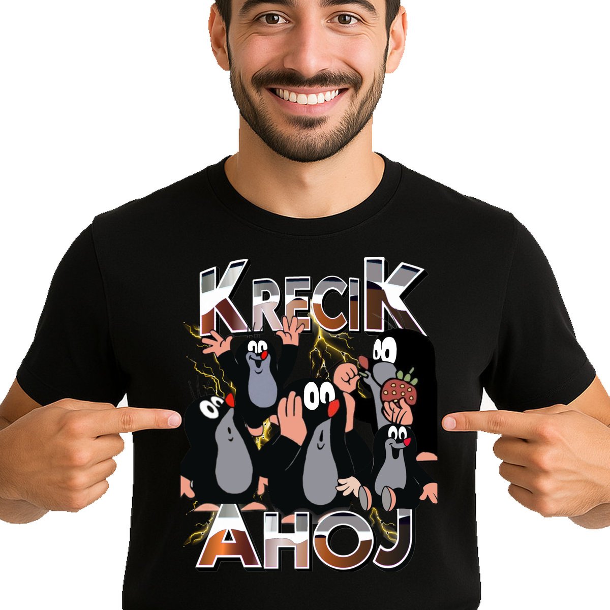 ŚMIESZNA KOSZULKA KRECIK Bootleg JAKOŚĆ PREMIUM WYGODNA XL 3486 CZARNA