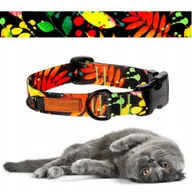 Obroże dla kotów - OBROŻA dla Kota Kotka z KLAMRĄ S/M 20 mm uKory 30-36 cm wzorzyste czarne - miniaturka - grafika 1