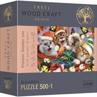 Puzzle - Puzzle TREFL Wood Craft Świąteczne kotki 20172 (500 elementów) - miniaturka - grafika 1