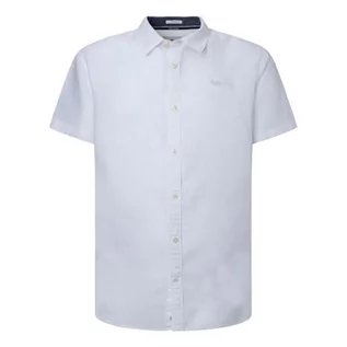 Koszule męskie - Pepe Jeans Krótka koszula męska Parker, biały, XXL - grafika 1