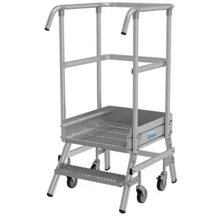 KRAUSE Podest jezdny 2 stopniowy z jednostronnym wejściem, stopniami z kraty o klasie poślizgu R13 820976 - Rusztowania - miniaturka - grafika 1