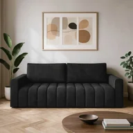 Sofy i kanapy - Sofa z Funkcją Spania LAZARO Rozkładana Czarna Welurowa Nowoczesna - miniaturka - grafika 1
