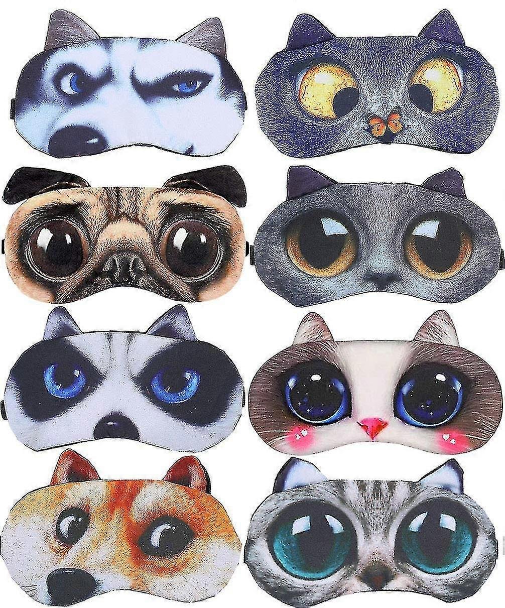 8 sztuk słodkie zwierzę zabawna maska na oczy do spania dla śpiącego kota psa miękka pluszowa opaska na oczy maski do spania osłona na oczy dla dzi...