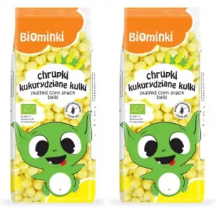 Biominki Chrupki kukurydziane kulki bezglutenowe Zestaw 2 x 60 g Bio - Przekąski dla dzieci - miniaturka - grafika 1