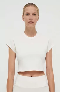 adidas t-shirt damski kolor beżowy - Koszulki sportowe damskie - miniaturka - grafika 1