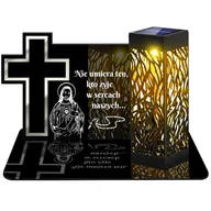 Lampiony i znicze - ZNICZ SOLARNY LED WIECZNY PODSTAWKA NA CMENTARZ GRÓB lampka Krzyż 3D - miniaturka - grafika 1