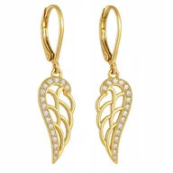 Kolczyki - ZŁOTE KOLCZYKI DAMSKIE SKRZYDŁA Z CYRKONIAMI - miniaturka - grafika 1