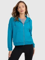 Bluzy damskie - 4F Bluza dresowa rozpinana z kapturem damska - turkusowa XXL - miniaturka - grafika 1