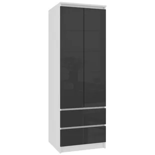 SZAFA STAR S 60 cm 2 DRZWI 2 SZUFLADY BIAŁA / GRAFIT POŁYSK - Szafy - miniaturka - grafika 1