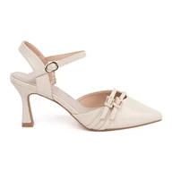 Czółenka - Goodin Jasnobeżowe czółenka z odkrytą piętą - miniaturka - grafika 1