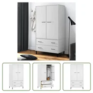 Szafy - The Living Store Szafa OSLO Metalowe nogi Biały 90x55x172,5 cm Lite drewno - miniaturka - grafika 1