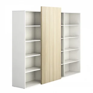 PLAN Szafa biurowa wysoka długa bez drzwi BLOCK White, dąb naturalny 611208 - Szafy biurowe - miniaturka - grafika 1