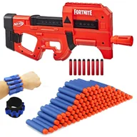 Zabawki militarne - Nerf Fortnite Compact SMG czerwony F4106 + 50 strzałek + opaska - miniaturka - grafika 1