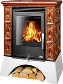 Piece wolnostojące - ABX Piec kaflowy Helvetia z płaszczem wodnym biały cokół - Brązowy - miniaturka - grafika 1