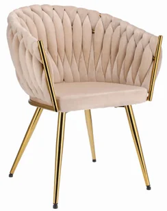 Beżowe krzesło glamour z plecionką na oparciu - Azrel - Krzesła - miniaturka - grafika 1