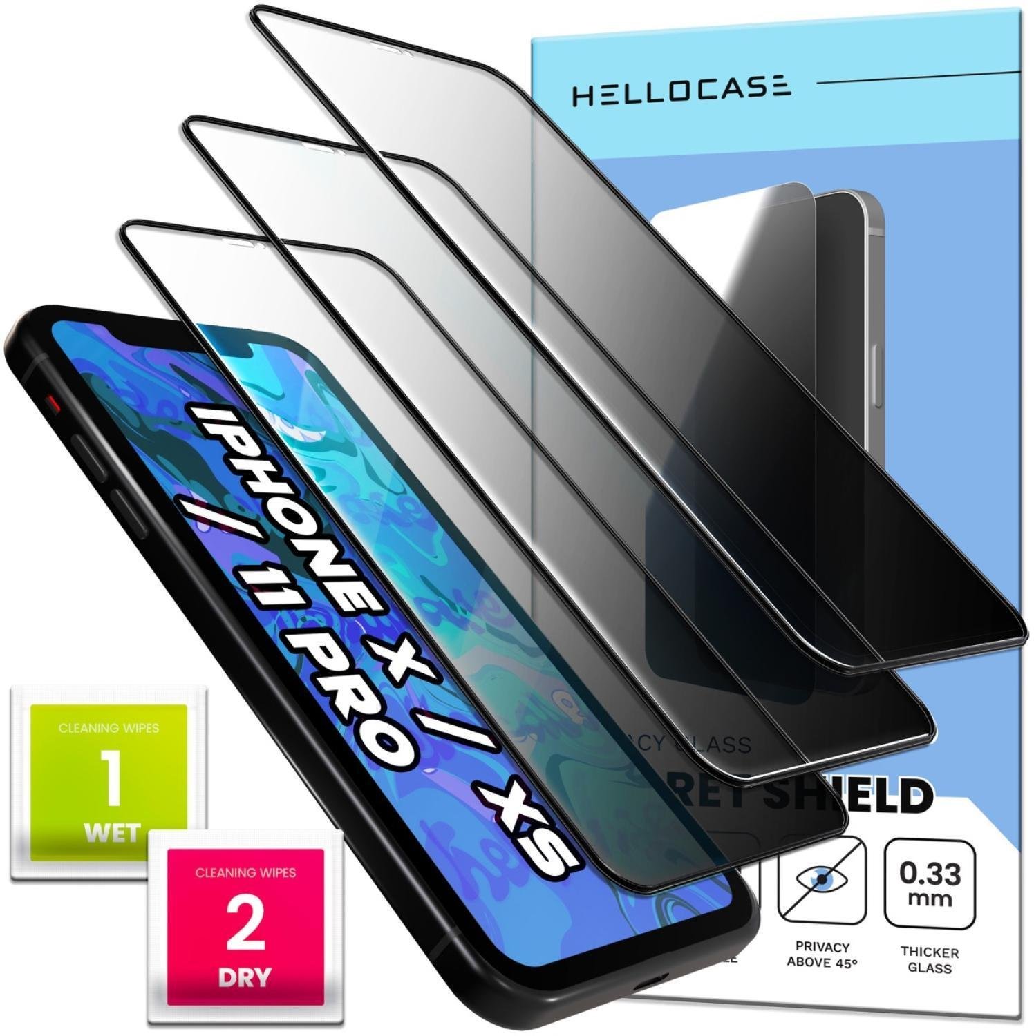 [3-pak] Szkło Hartowane Do Apple iPhone X / XS / 11 Pro Prywatyzujące, 9H